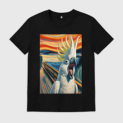 Мужская футболка Попугай какаду кричит на картине Эдварда Мунка - м