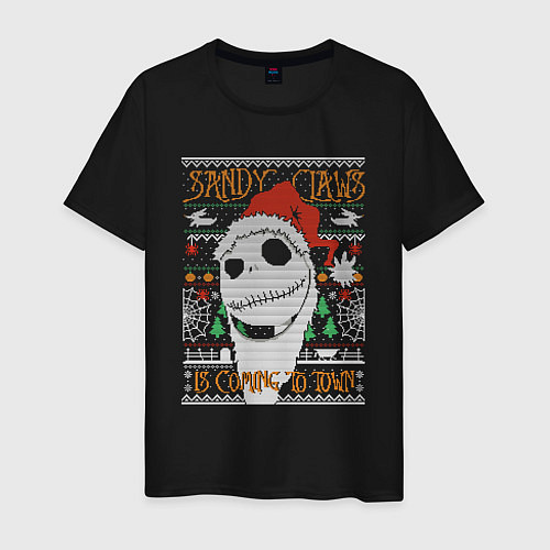 Мужская футболка Sandy claws is coming to town / Черный – фото 1