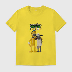 Футболка хлопковая мужская Барашек Шон с битцером, цвет: желтый