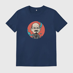 Футболка хлопковая мужская Портрет Владимира Ленина, цвет: тёмно-синий