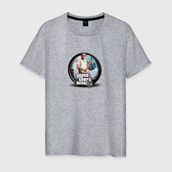Футболка хлопковая мужская Grand Theft Auto V logo game, цвет: меланж