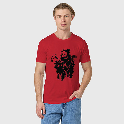 Мужская футболка Жнец и его кот / Красный – фото 3