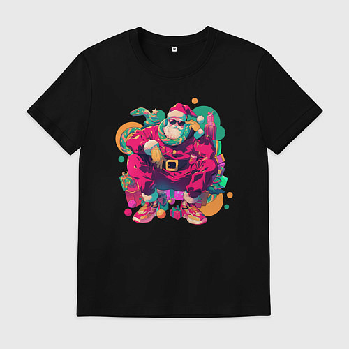 Мужская футболка Клёвый Дед Мороз / Черный – фото 1