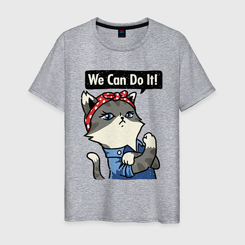Мужская футболка We can do it - cat / Меланж – фото 1