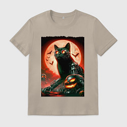 Мужская футболка Стимпанк кот в очках - нейроарт