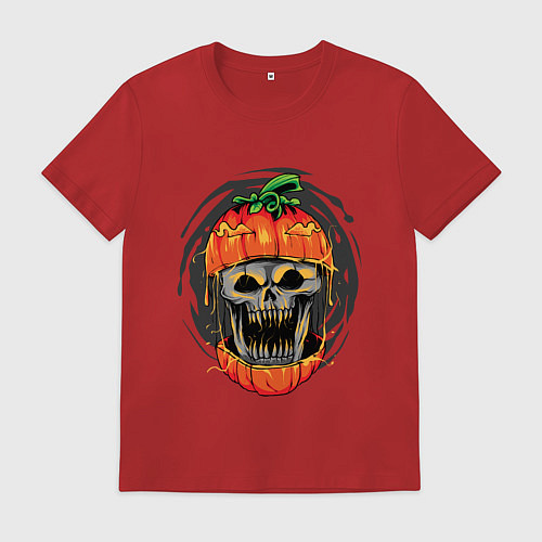 Мужская футболка Череп в тыкве / Красный – фото 1