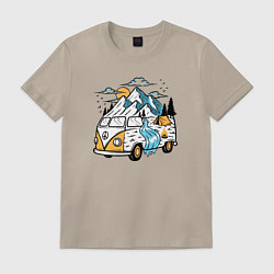 Футболка хлопковая мужская Volkswagen camper, цвет: миндальный