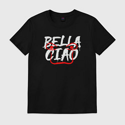 Футболка хлопковая мужская Bella ciao face, цвет: черный