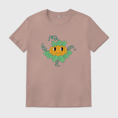 Мужская футболка Тыква с глазами / Пыльно-розовый – фото 1