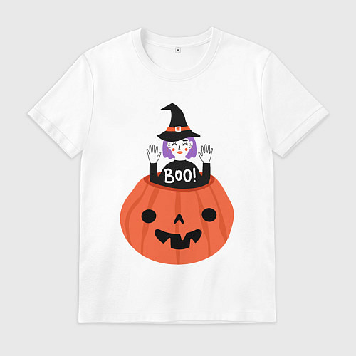Мужская футболка Ведьма в тыкве / Белый – фото 1