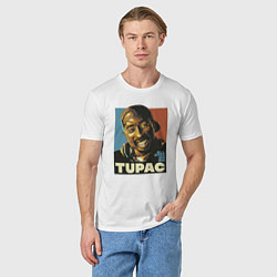 Футболка хлопковая мужская Tupac - all eyez on me, цвет: белый — фото 2