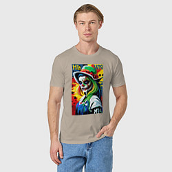 Футболка хлопковая мужская Girl witch - pop art, цвет: миндальный — фото 2