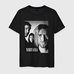 Футболка хлопковая мужская Nirvana rock band black, цвет: черный