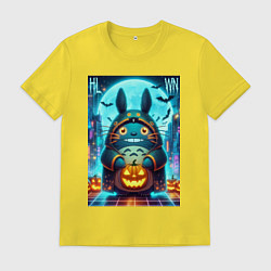 Мужская футболка Тоторо держит тыкву - хэллоуин