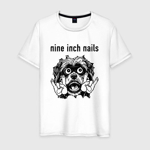 Мужская футболка Nine Inch Nails - rock dog / Белый – фото 1