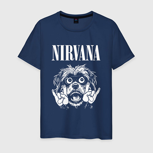 Мужская футболка Nirvana rock dog / Тёмно-синий – фото 1