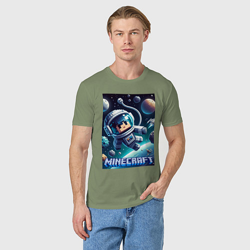 Мужская футболка Космонавт оторвавшийся от космолёта - Майнкрафт / Авокадо – фото 3