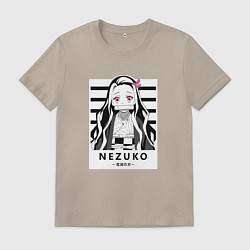 Футболка хлопковая мужская Nezuko girl hunter one, цвет: миндальный