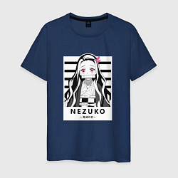 Футболка хлопковая мужская Nezuko girl hunter one, цвет: тёмно-синий