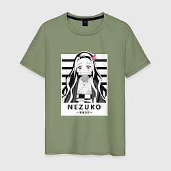 Футболка хлопковая мужская Nezuko girl hunter one, цвет: авокадо