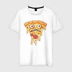 Футболка хлопковая мужская Pizza face, цвет: белый