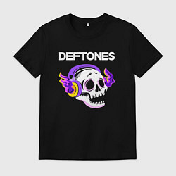 Мужская футболка Deftones - неоновый череп