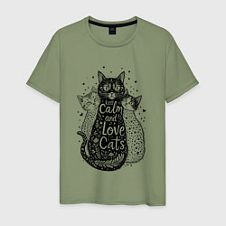 Мужская футболка Keep calm and love cats