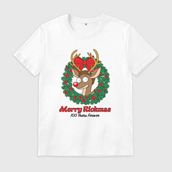 Мужская футболка Морти новогодний олень Merry Rickmas