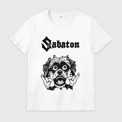 Футболка хлопковая мужская Sabaton - rock dog, цвет: белый
