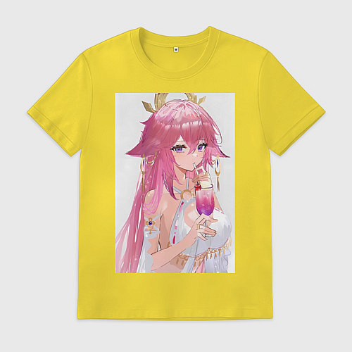 Мужская футболка Genshin Impact Яэ Мико / Желтый – фото 1