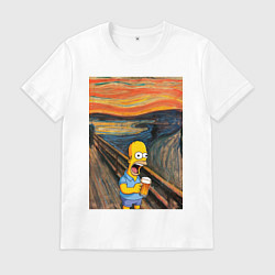 Мужская футболка Кричащий Гомер Симпсон с пивом в стиле картины Эдв
