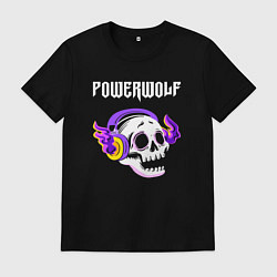 Мужская футболка Powerwolf - неоновый череп
