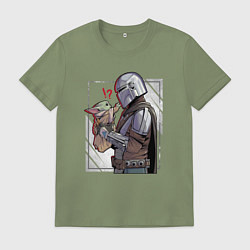 Мужская футболка Беби Йода и Мандалорец