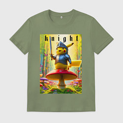 Мужская футболка Пикачу - рыцарь на мухоморе