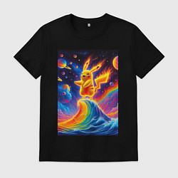 Мужская футболка Огненный Пикачу на волне - нейроарт фантазия