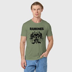 Футболка хлопковая мужская Ramones - rock dog, цвет: авокадо — фото 2