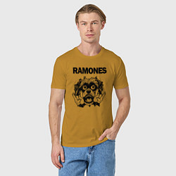 Футболка хлопковая мужская Ramones - rock dog, цвет: горчичный — фото 2