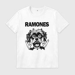 Футболка хлопковая мужская Ramones - rock dog, цвет: белый