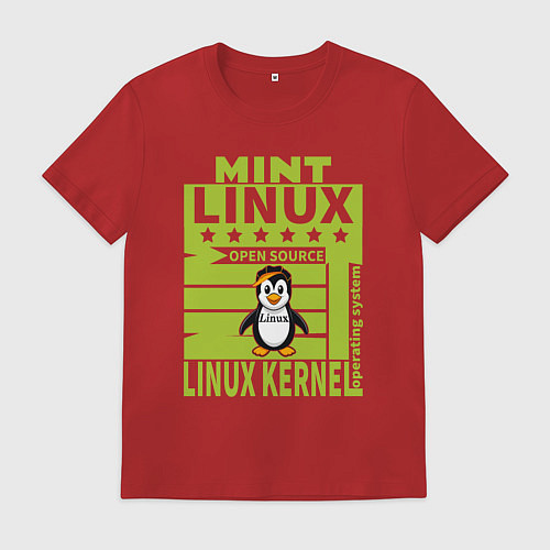 Мужская футболка Пингвин линукс минт / Красный – фото 1