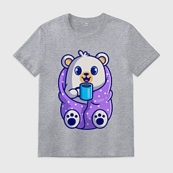 Мужская футболка Белый мишка в одеяле