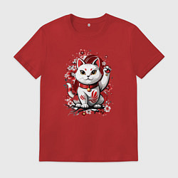 Мужская футболка Манеки Неко, белая кошка удачи