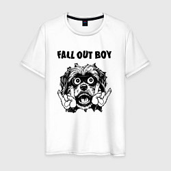 Футболка хлопковая мужская Fall Out Boy - rock dog, цвет: белый