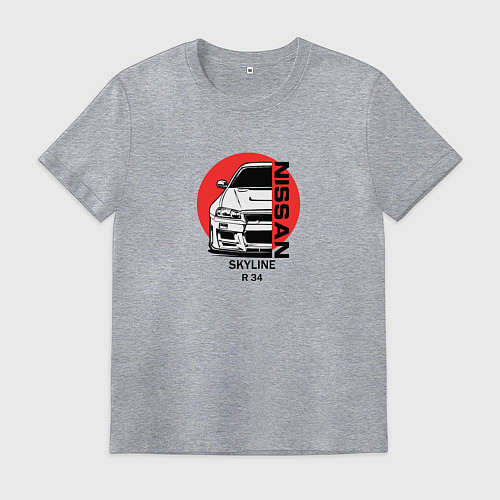 Мужская футболка Nissan skyline на фоне солнца / Меланж – фото 1