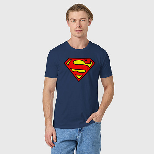 Мужская футболка Superman logo / Тёмно-синий – фото 3