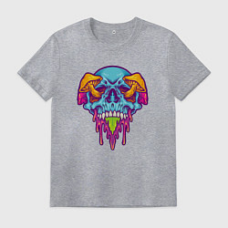 Футболка хлопковая мужская Череп в грибочках, цвет: меланж