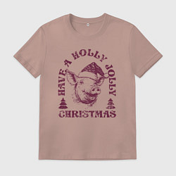 Мужская футболка Свинья в новогодней шапке