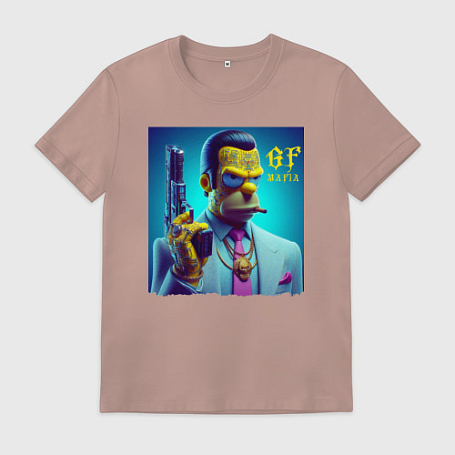 Мужская футболка Homer Simpson - godfather of the mafia / Пыльно-розовый – фото 1