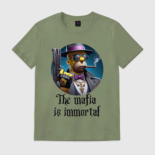 Мужская футболка Гомер Симпсон с пистолетом - мафия бессмертна / Авокадо – фото 1