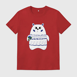 Мужская футболка Белый медведь с цветком