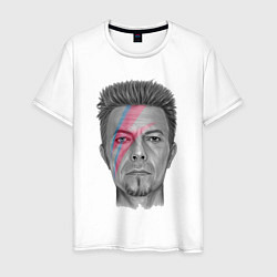Футболка хлопковая мужская David Bowie rock singer, цвет: белый